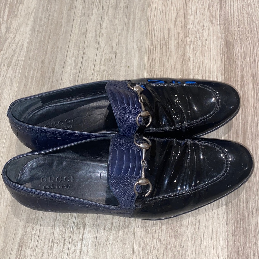 Size 9 *** GUCCI Vernice Diamond LOAFERS *** OSTRICH CLAWS *** 9 D